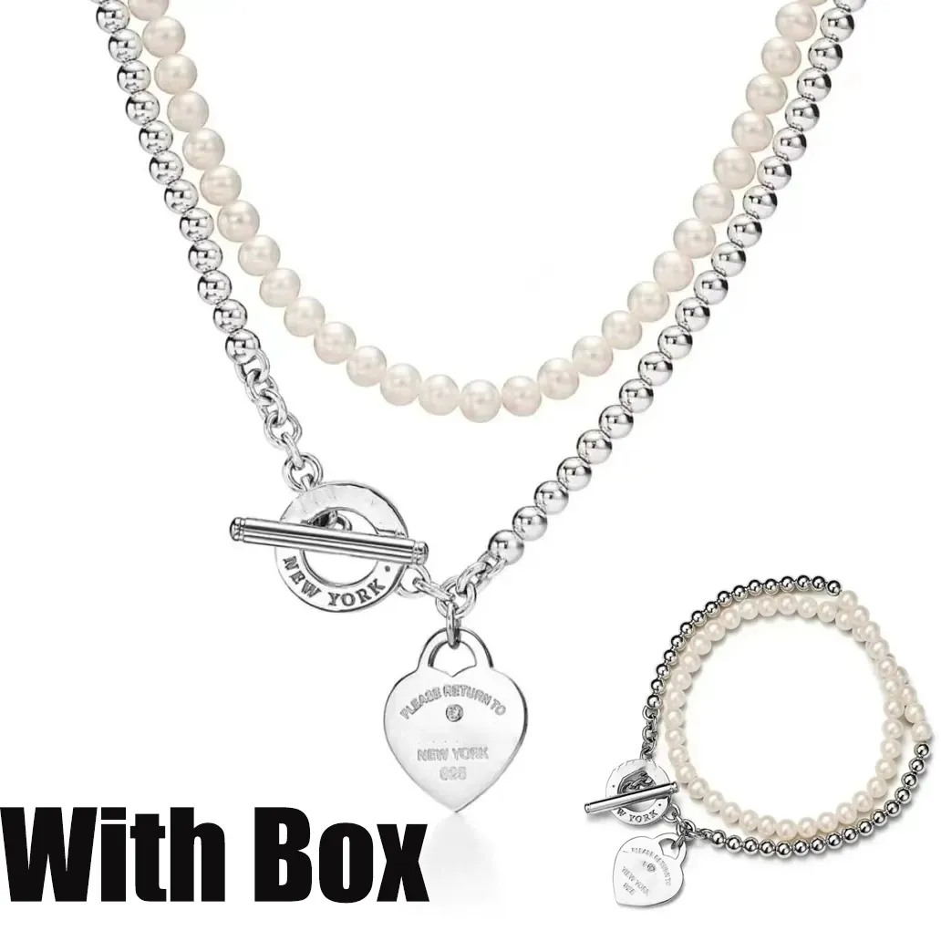 Collana di stilista di moda torna a ciondolo gioielli a forma di cuore catene a due piani con collane di perle festa oro rosa_voghion.com