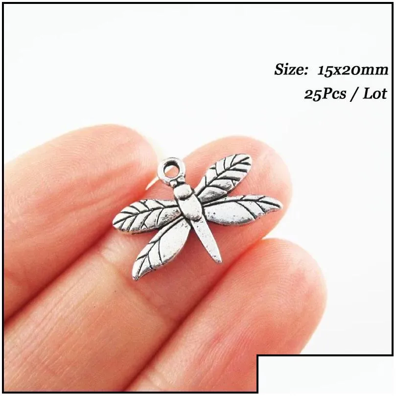 Charm libellula ciondolo animale placcato argento per gioielli_voghion.com