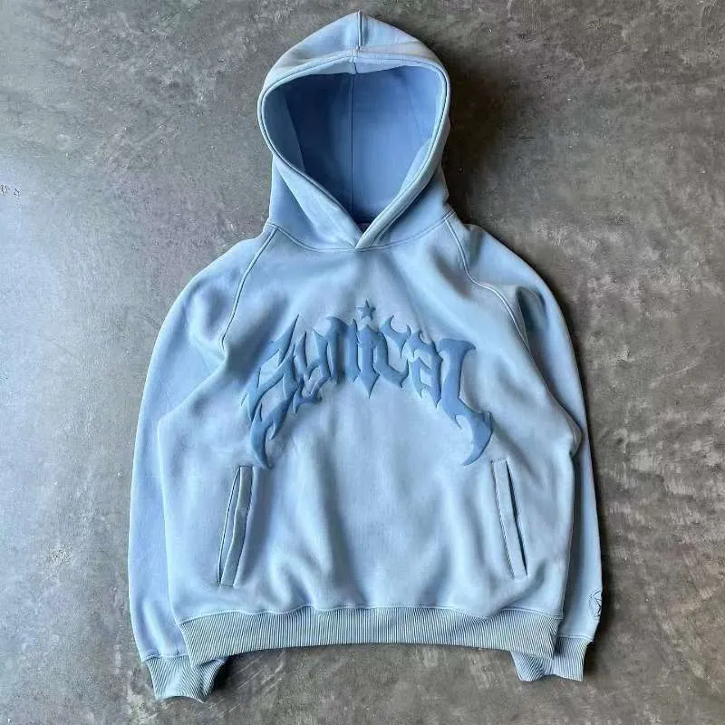 Sweat à capuche pour homme, style rétro gothique, imprimé lettres, style punk, hip-hop, ample, tendance, décontracté, couple, rue, Y2K_voghion.com