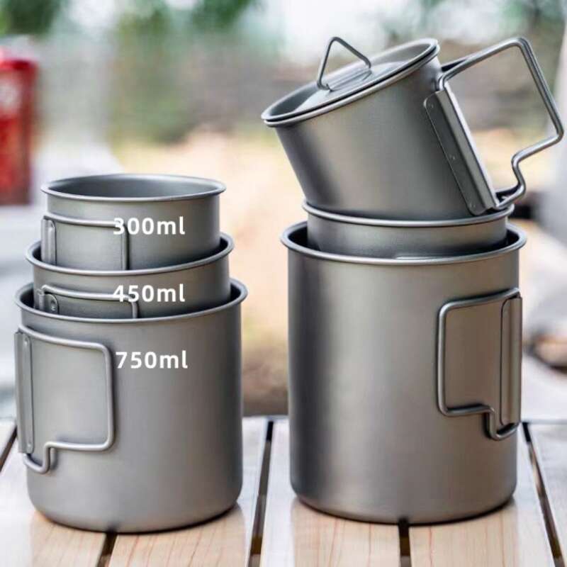 Pure Single-layer Mug, Foldable And Portable Outdoor Titanium Water Picnic Camping Travel Tea Cup, Coffee Cup_voghion.com