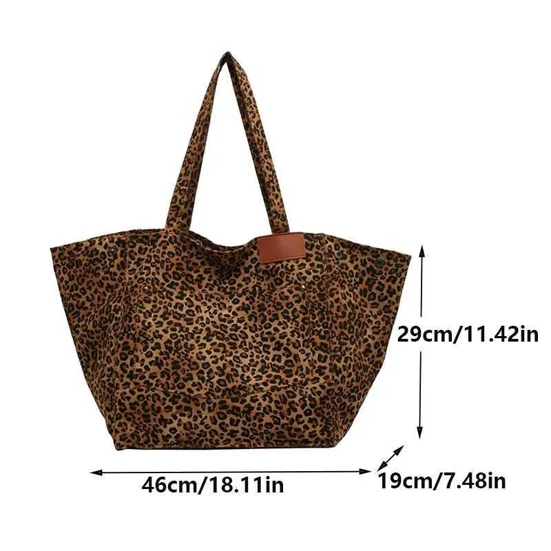 Handtasche mit Leopardenmuster, Retro-Canvas, große Kapazität, Einkaufstasche Y241026_voghion.com