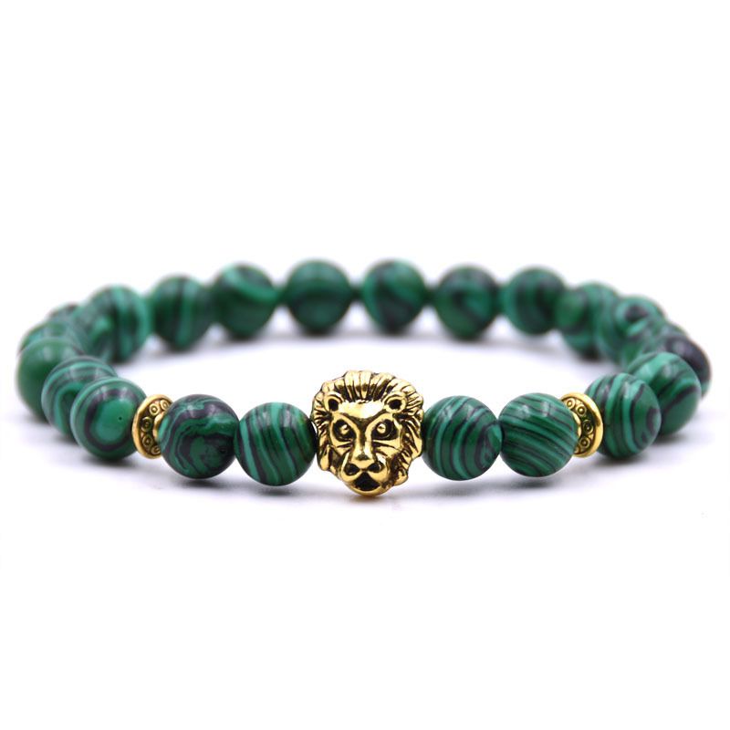 Fashion Natural Buddha Beads Volcanic Stone Lion Head Bracelet_voghion.com