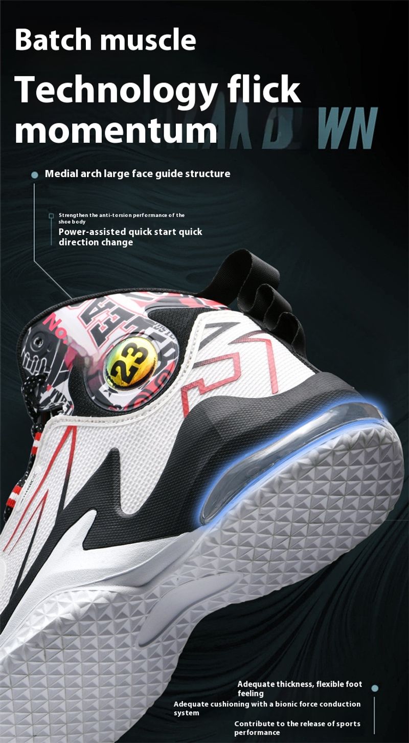 Air cushion high top basketball shoes men's mesh breathable professional training game sneakers trend_voghion.com