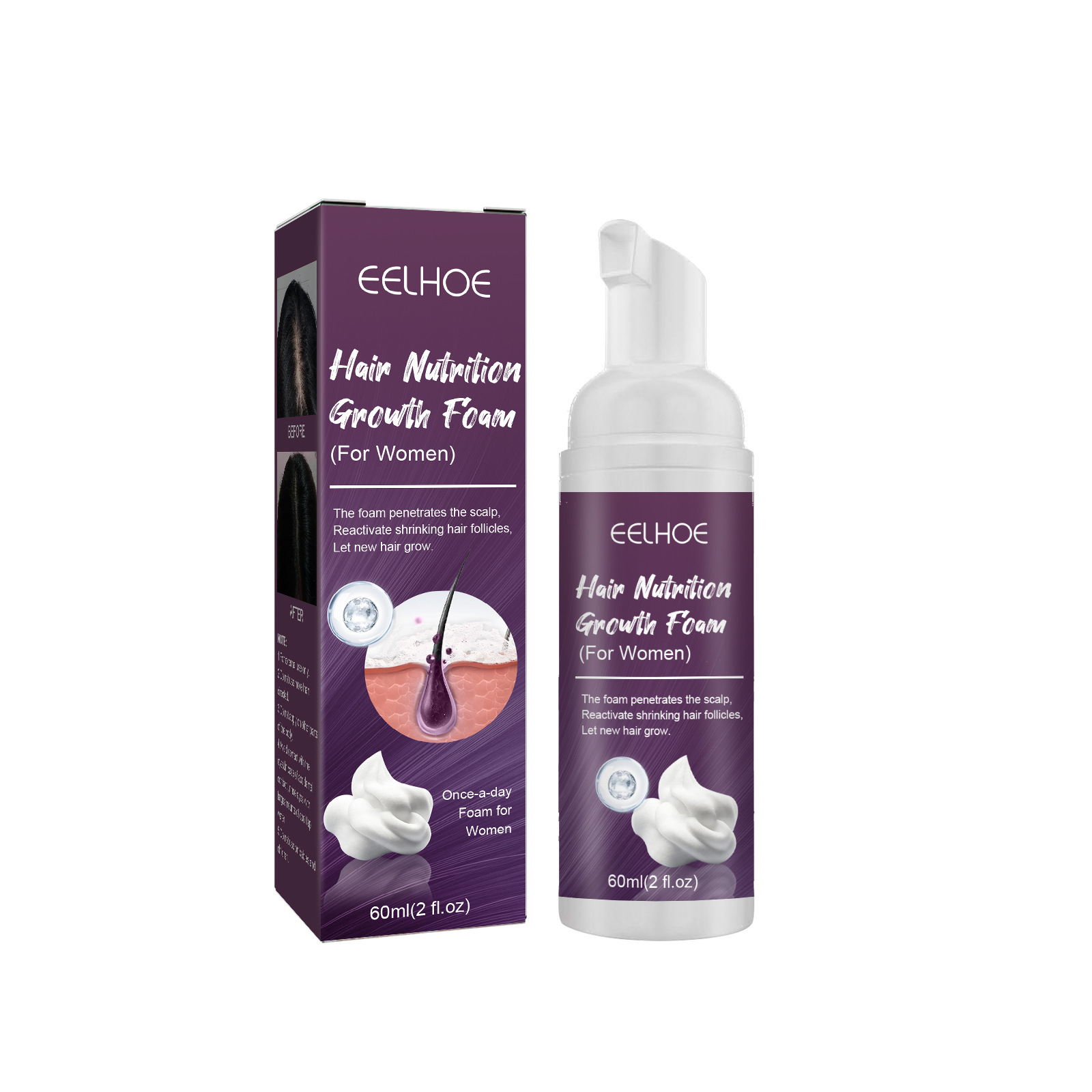 EELHOE Schaumpflege, kräftiges Haar, Anti-Tropfen-Stimulation, lange Follikel, Ernährung und Haarfixierung_voghion.com