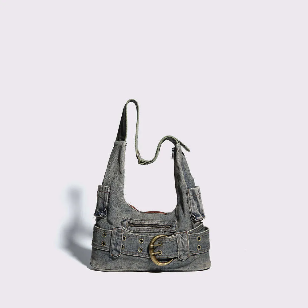 Trendy Women Vintage Denim Punk Shoulder Bag Y2k Streetwear Grunge Handbag Cool Girls Retro Gothic Casual Underarm Bags_voghion.com