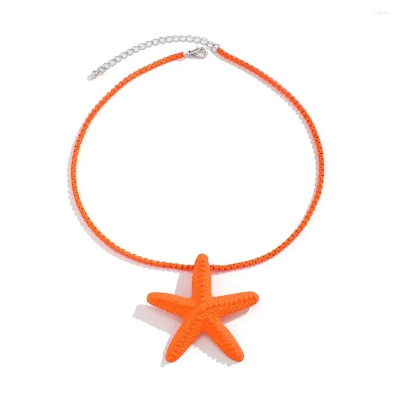 Pendant Necklaces Punk Boho Colorf Iron Chain Big Starfish Star Choker Necklace Women Creative Box Link Y2K Vacation_voghion.com