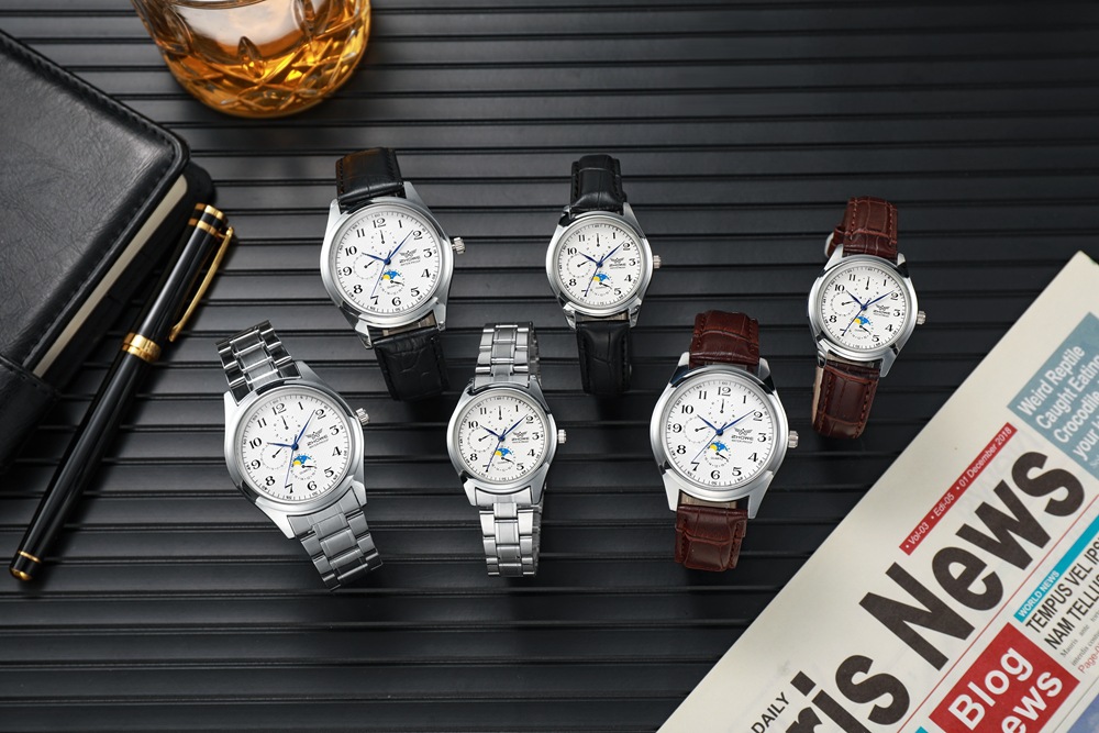 Dreiäugiges Paarpaar, personalisiertes Temperament, blaue Nadel mit einfacher Business-Herrenuhr, OL-Damenuhr_voghion.com