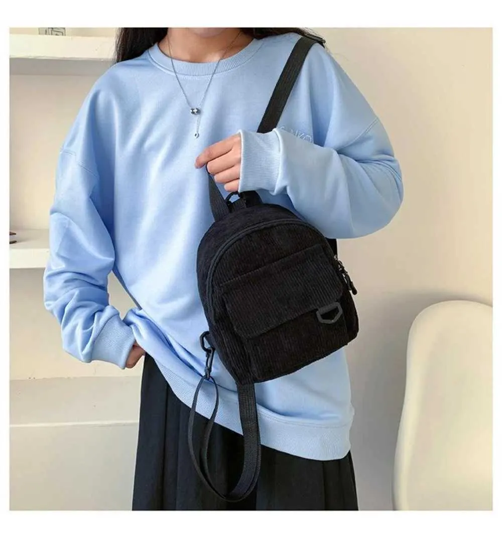 Kleiner Damen Mini Rucksack Aus Kord Für Freizeit Und Reisen_voghion.com