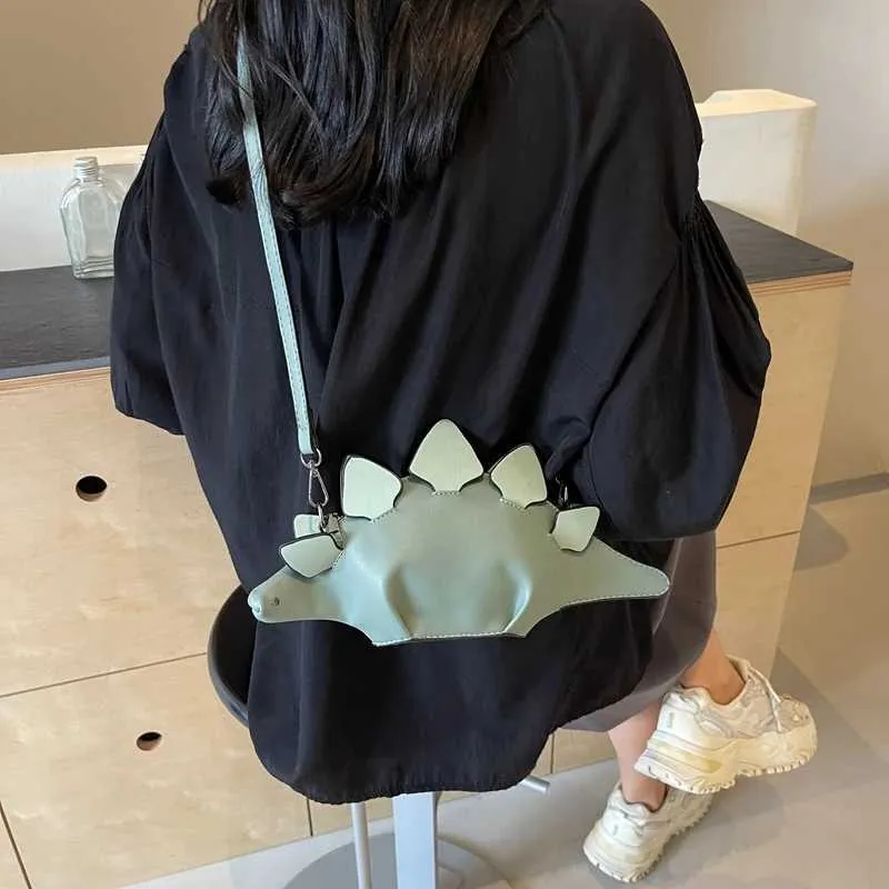 Borsa a tracolla a forma di dinosauro donna moda a contrasto_voghion.com