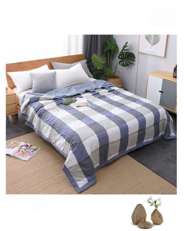 wih No Prined Grid Sripes Air Condiioning Suden Dormiory Single Person Summer Quil,_voghion.com
