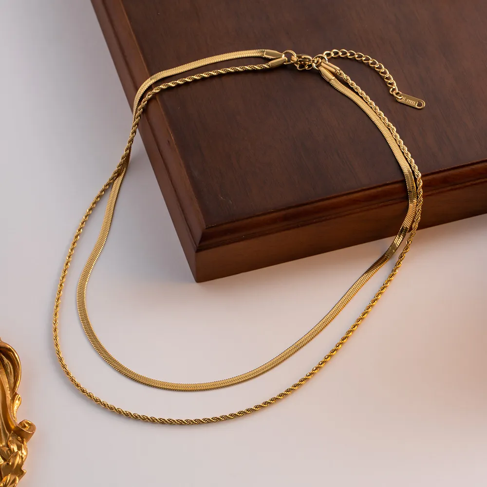Collana catena doppio strato design serpente lama gioiello_voghion.com