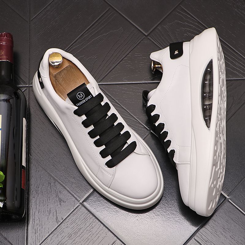 Atmungsaktive weiße lässige koreanische Ausgabe trendige Schnürschuhe Sommer neue hohe Herrensportschuhe_voghion.com