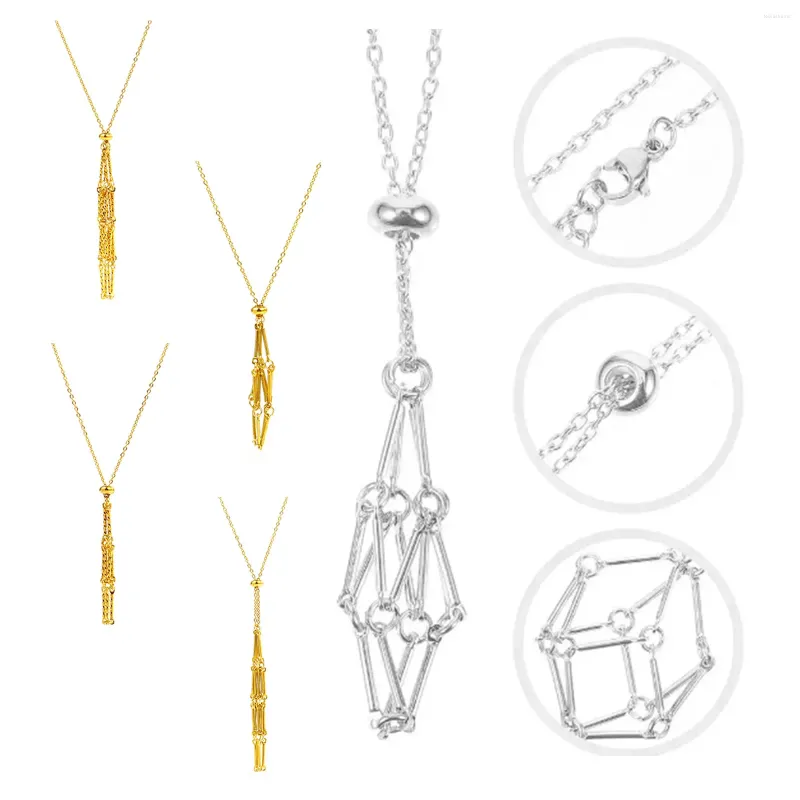 Chaînes 1PC Collier Cage En Cristal En Acier Inoxydable Chaîne En Métal Pierre Collecter Support De Filet Collier Réglable Pour Bijoux De Bricolage_voghion.com