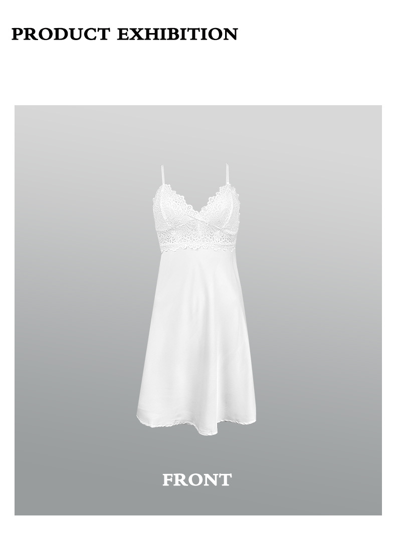 Nachtwäsche mit Satin-Spitzeneinsatz – Sexy Camisole-Nachthemd | Trägerdesign kombiniert Komfort und Sexyness_voghion.com