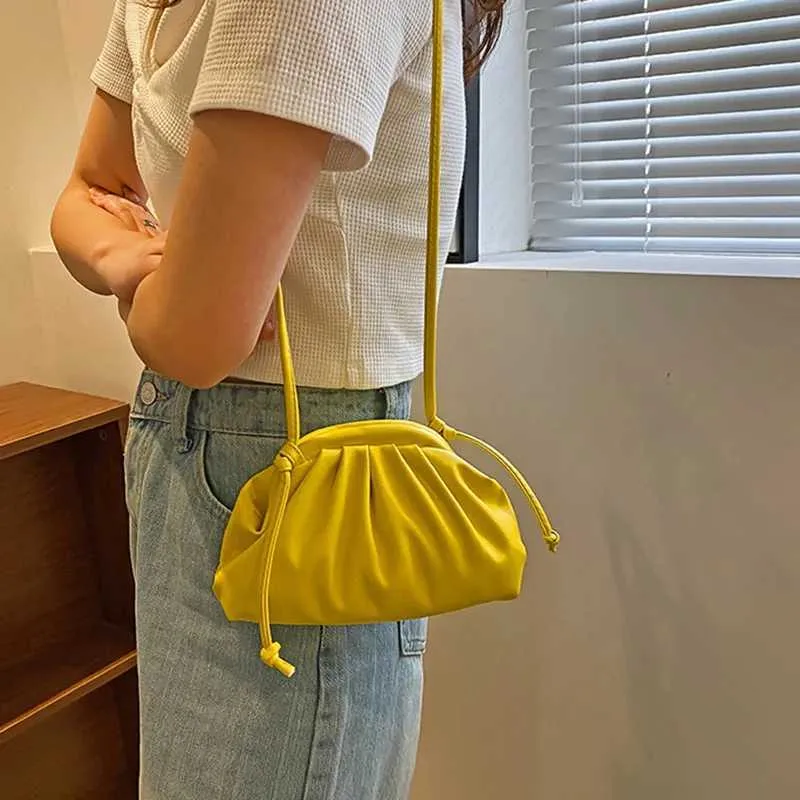 Sac à bandoulière en cuir PU jaune et bleu pour femme, sacoche simple et polyvalente pour soirée_voghion.com