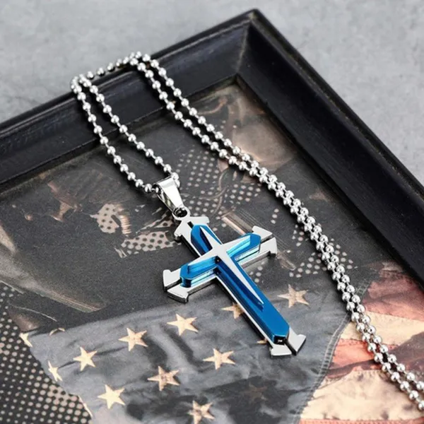Collier pour homme avec pendentif en forme de croix et chaîne en plaqué or_voghion.com