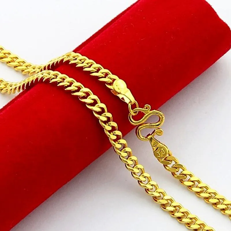 Chaîne plaquée or pour hommes et femmes, 24 pouces, 5mm, colliers, bijoux pour hommes et femmes, ne se décolore pas, haute qualité