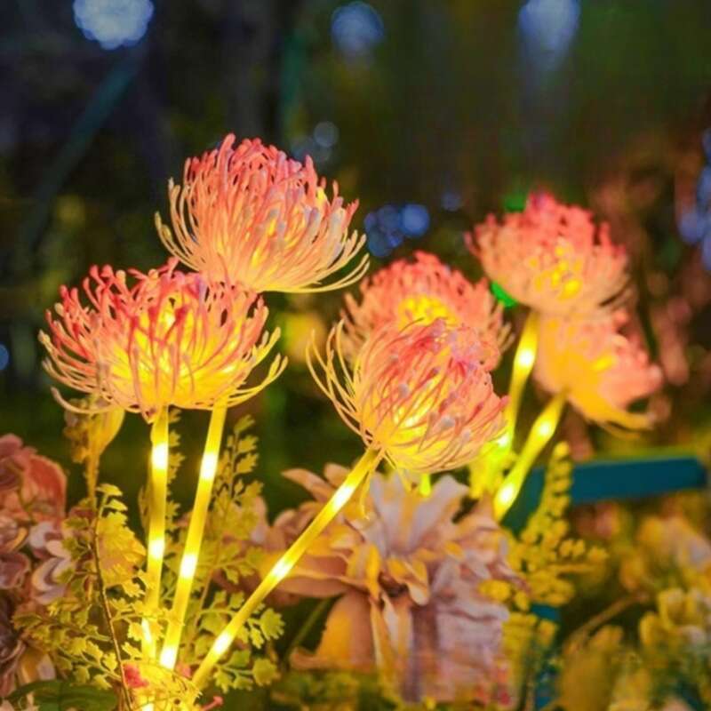Nueva lámpara LED de diente de león con energía solar para enchufar en el suelo, para exteriores, para decorar patios, con simulación de césped y césped._voghion.com
