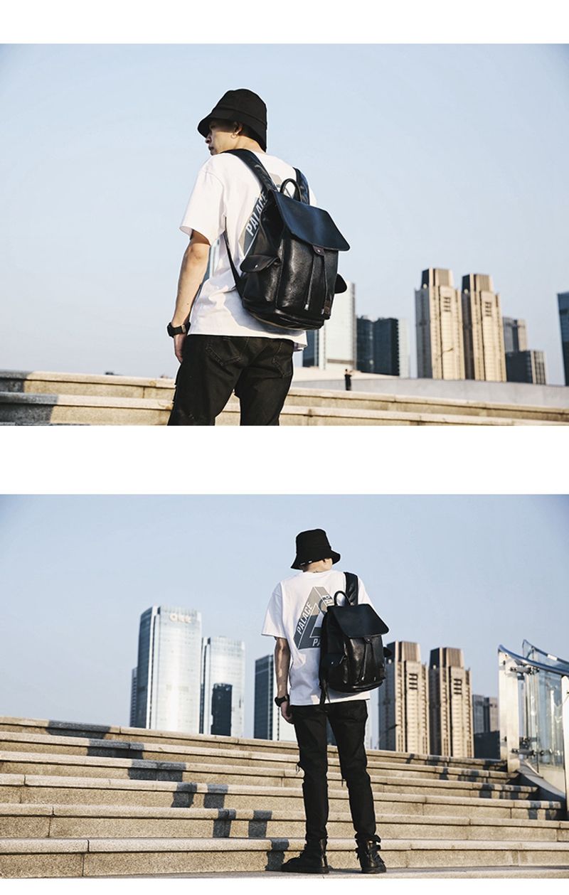 New Street Rucksack coreano Leder Business Kordelzug Mode Herren Schultasche, Reisetasche Trend_voghion.com