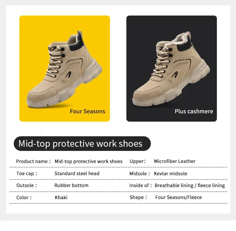 Arbeitssicherheit Stoßfeste Sportschuhe Stahlkappen Herren Arbeitsstiefel 250318_voghion.com