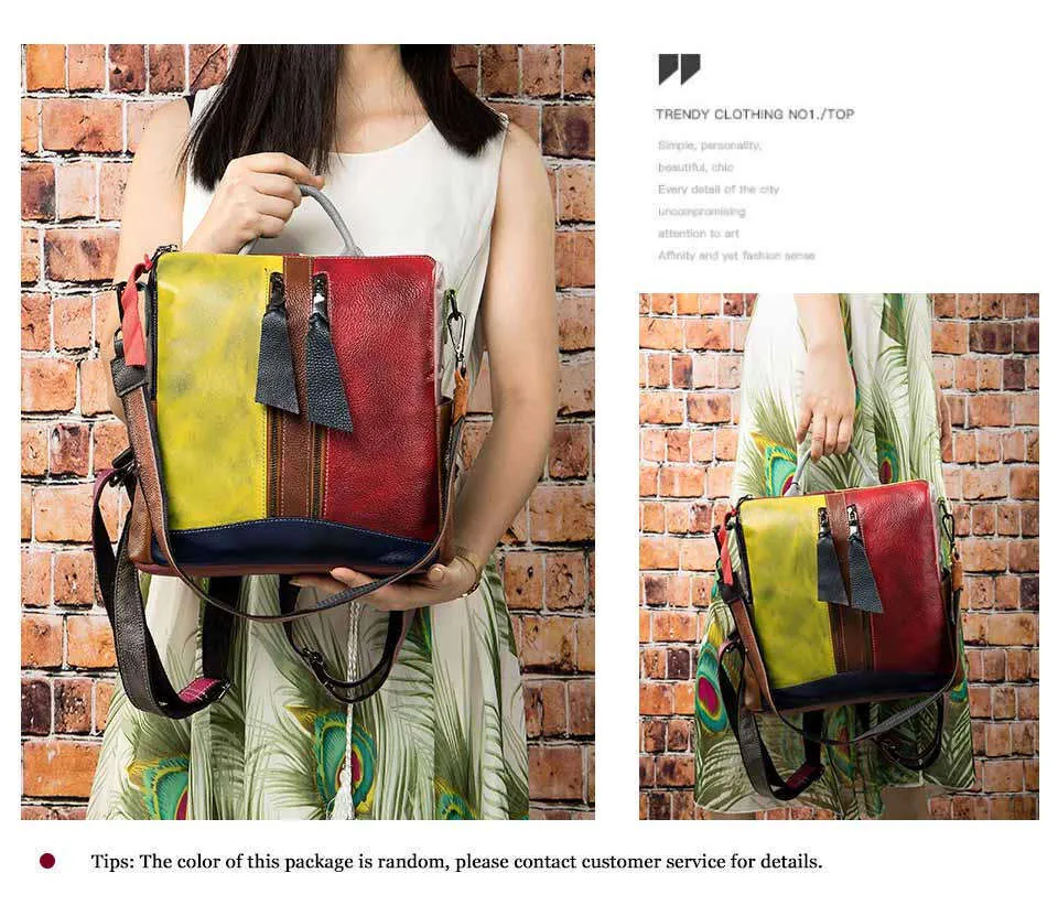 Echter Rucksack aus Kuhleder, zufällige Farbe, Patchwork-Stil, Unisex, nützlicher Rucksack, Damen, Mini-Mochila, Shopper-Tasche 2021_voghion.com