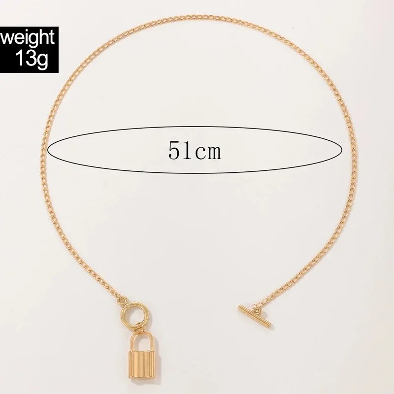 Colliers pendentifs Collier de verrouillage classique Élégant alliage de couleur or Métal Réglable Bijoux de fête Accessoires Collier_voghion.com