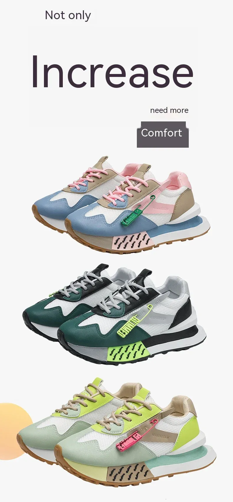 Women's Thick Soled Daddy Shoes Breathable Mesh Sports Trainers_voghion.com