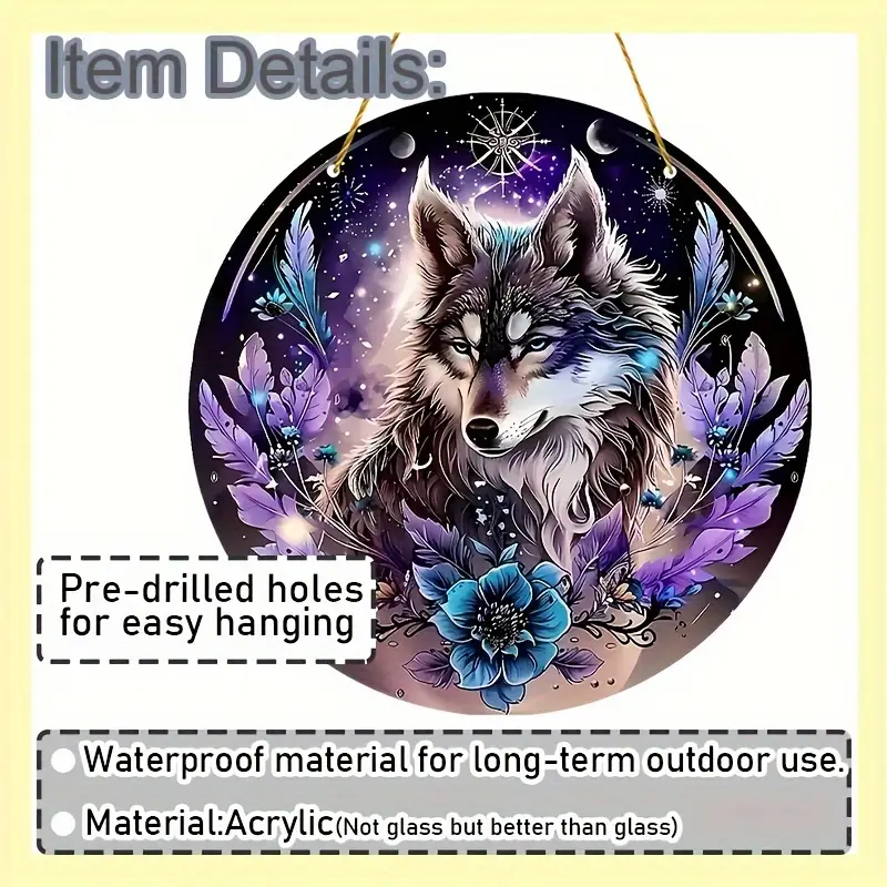 Moonlit Wolf Suncatcher - 8" Mystical Acrylic Art. Enchanted Decor For Living Room Or Fairy Garden Retreat._voghion.com