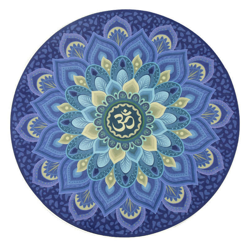 Kleine kreisförmige Yogamatte aus Naturkautschuk-Wildleder, rutschfest, bedruckt, Meditationskissen_voghion.com