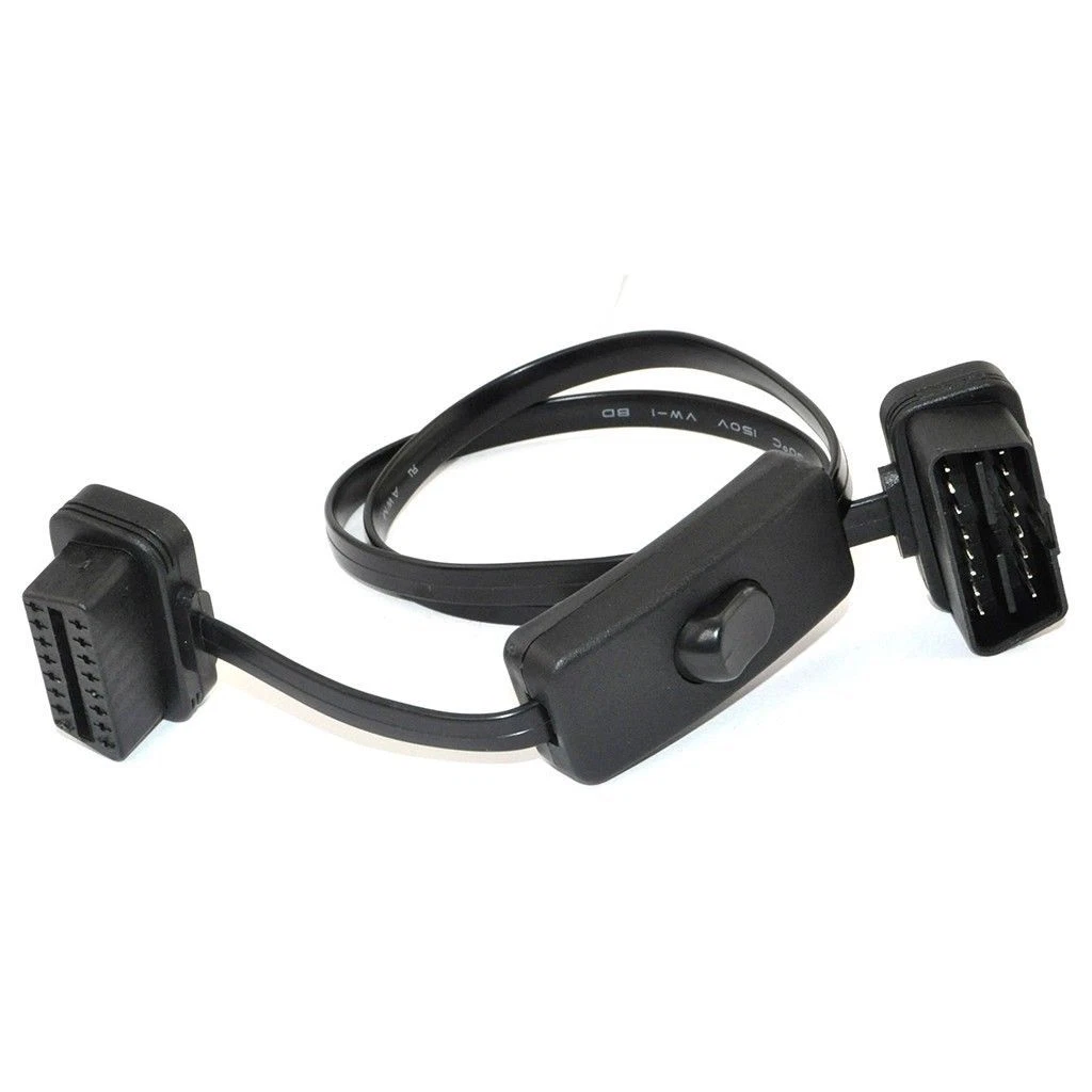 OBD2 II 16-pin Ultra-low Profile Power Switch J1962 M/F Extension Cable -_voghion.com