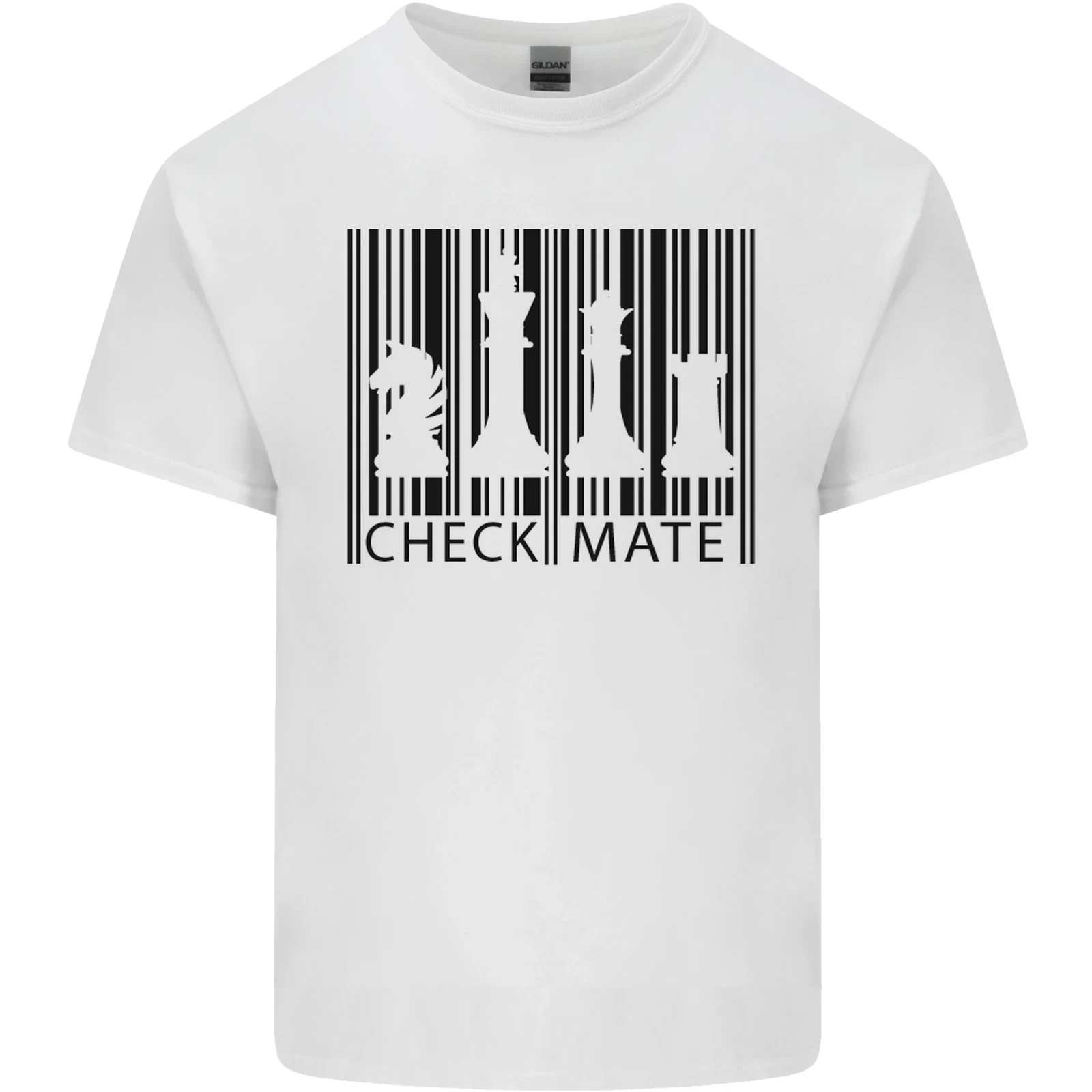 Men's T-shirt Chess Barcode Design Graphic Top For All Ages_voghion.com