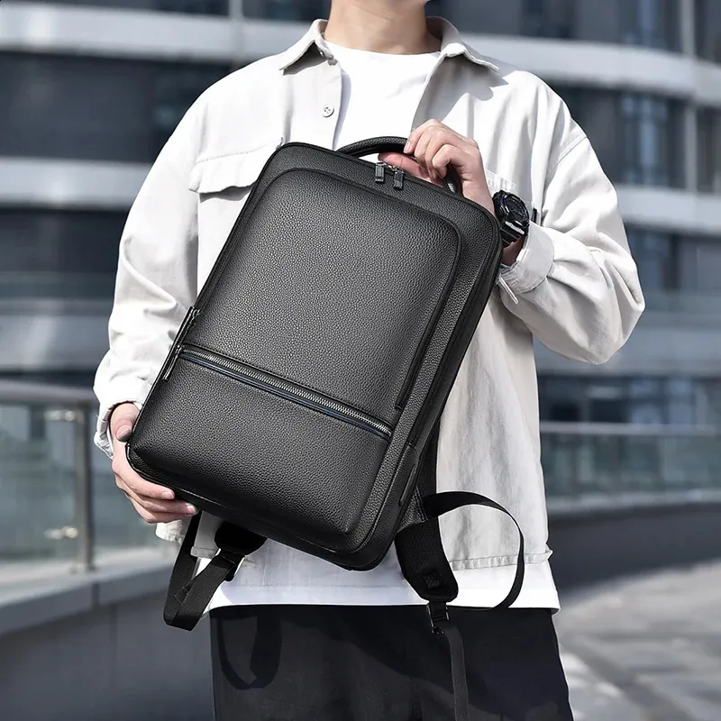 Zaino da uomo in pelle PU con ricarica USB, alla moda, per ufficio, da viaggio, casual, per affari_voghion.com