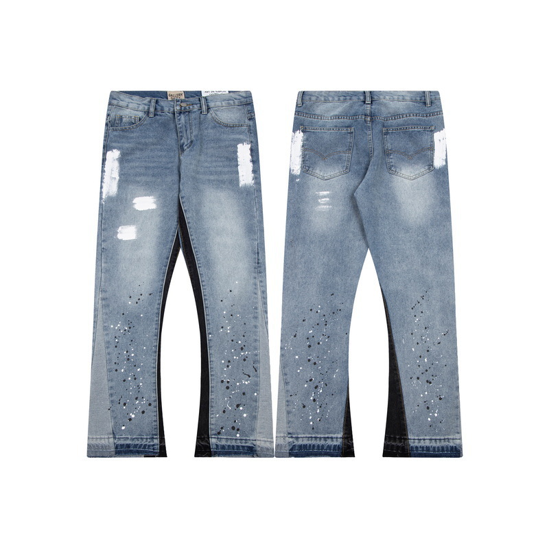 Nouveau jean polyvalent ample et personnalisé pour hommes et femmes, patchwork dégradé délavé, pied large, micro corne, pour hommes et femmes