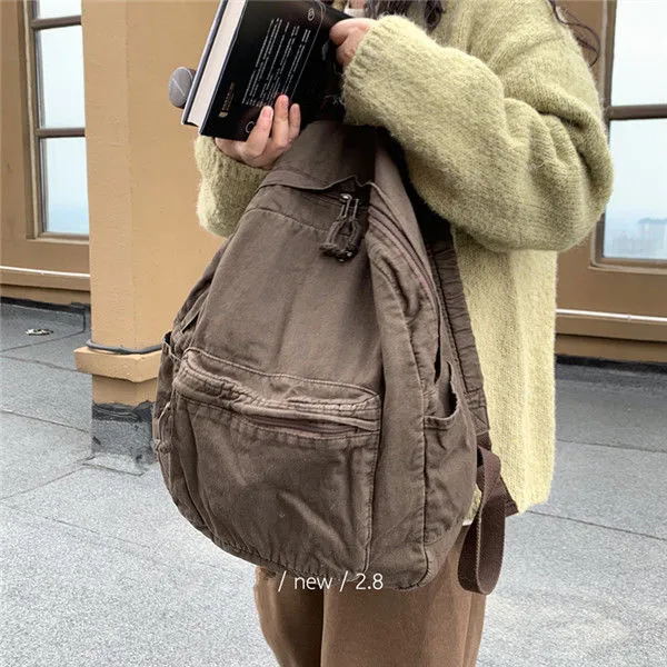 Vintage Backpack For Canvas Women Rucksack Zipper Casual Medium-Capacity Preppy Style Female Bag_voghion.com