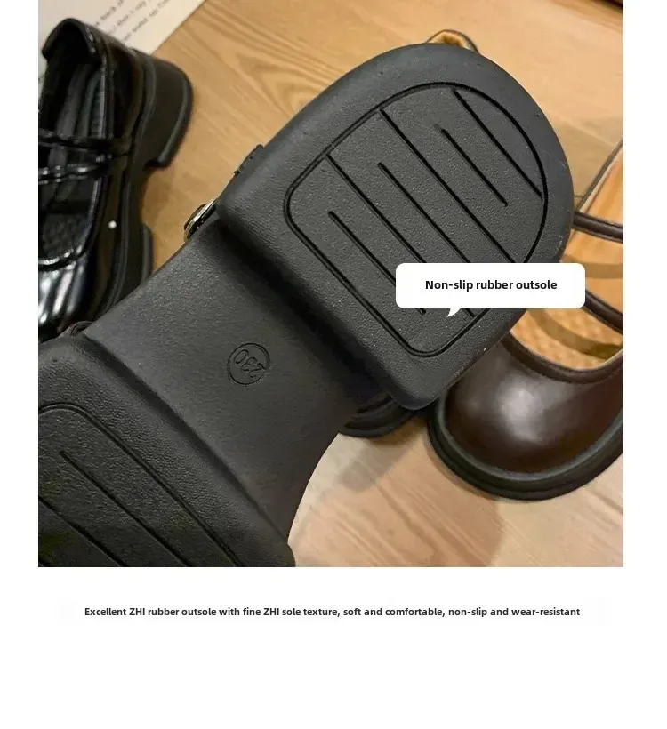 Mary Jane Shoes Brown Leather Thick-soled Women's British Style_voghion.com