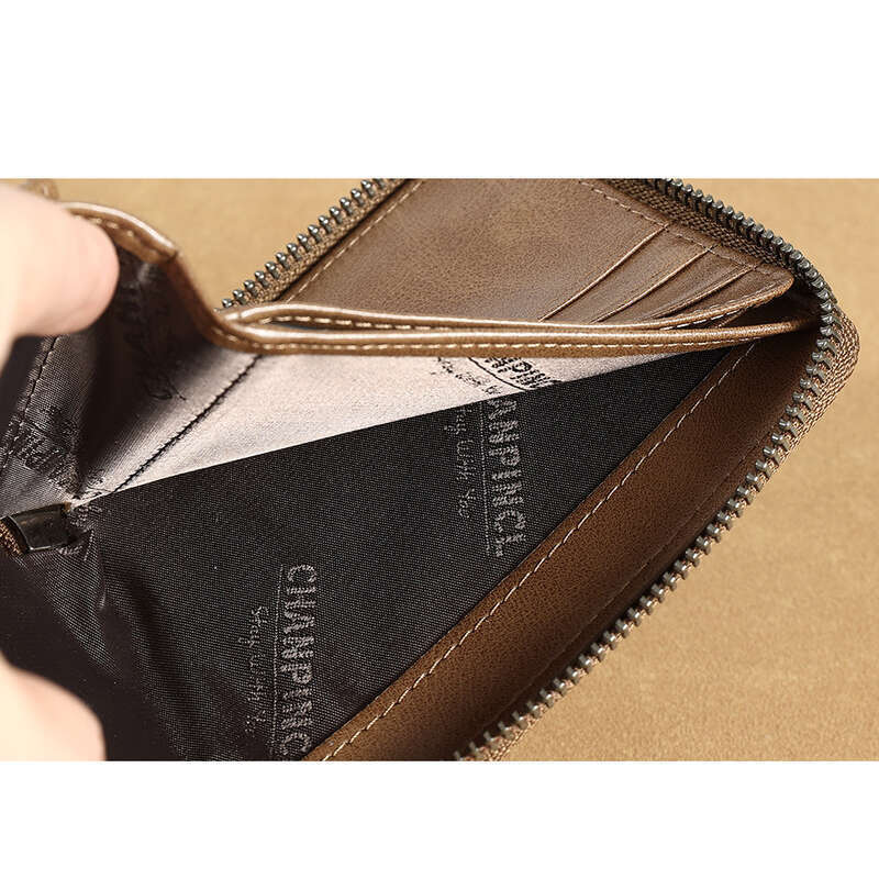 Brand Boxed Men's Head Rindsleder Geldbörse, Reißverschluss Geldbörse, Horizontale Multifunktions Geldbörse_voghion.com