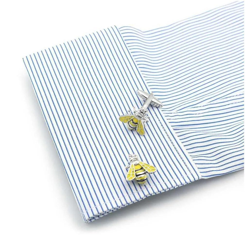 Gemelli da polso a forma di ape in metallo per camicia uomo_voghion.com