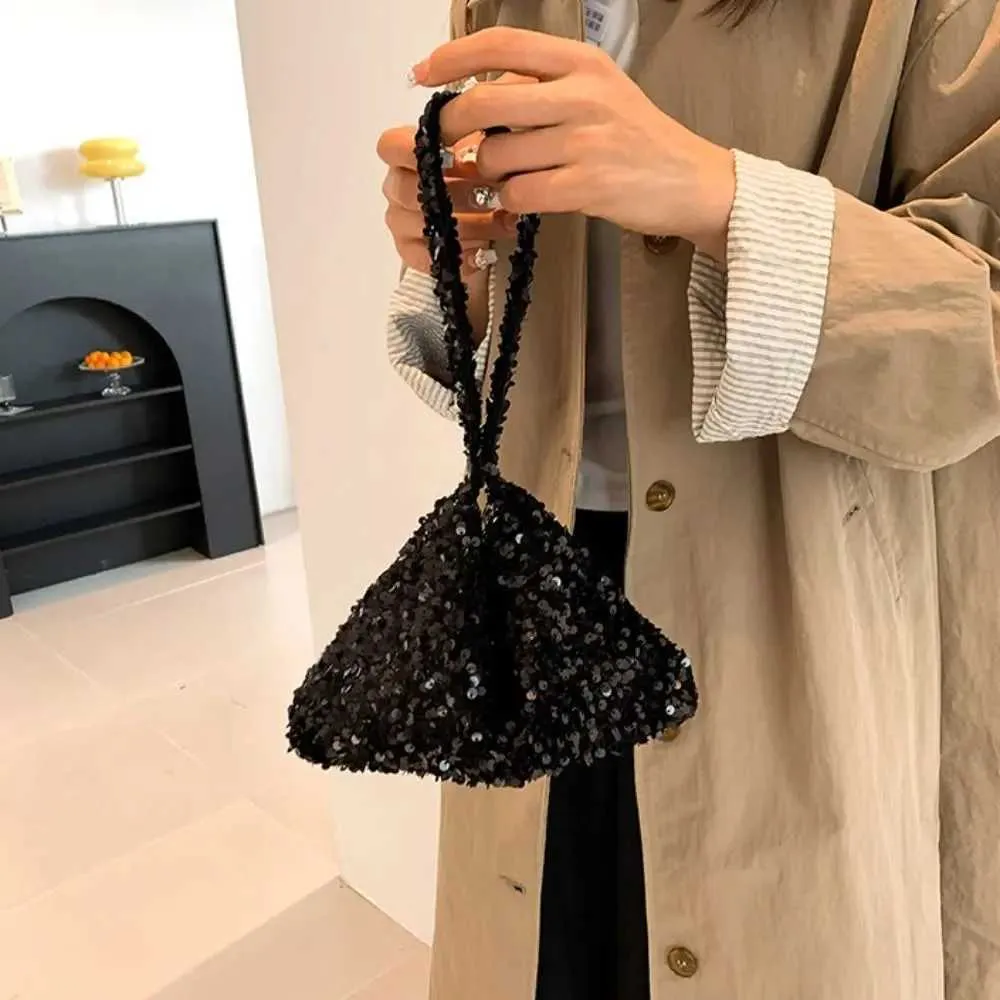 Solid Color Crossbody Fashion Korean Style INS Evening Clutch Handbag Underarm Sequins Shoulder Bag FemaleC241218_voghion.com