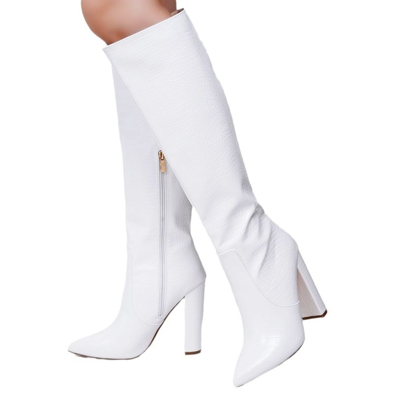 Novas botas altas e longas com padrão de pedra na altura do joelho para primavera e inverno_voghion.com