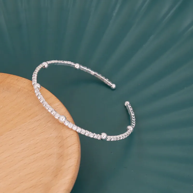 Rhinestone Pearl Bangle Bracelet Adjustable Open Cuff For Women_voghion.com