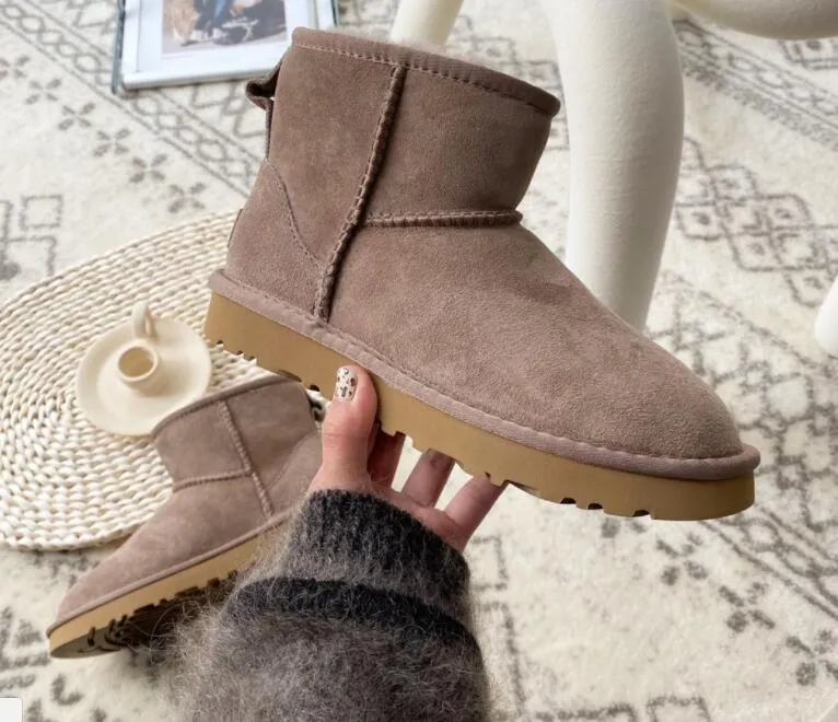 Damen Kurzschnee Aus 5825 Shearg Bootie Lässig Weiche Bequeme Schaffell Warm Halten Stiefel Schuhe mit Box Karte Staubbeutel_voghion.com