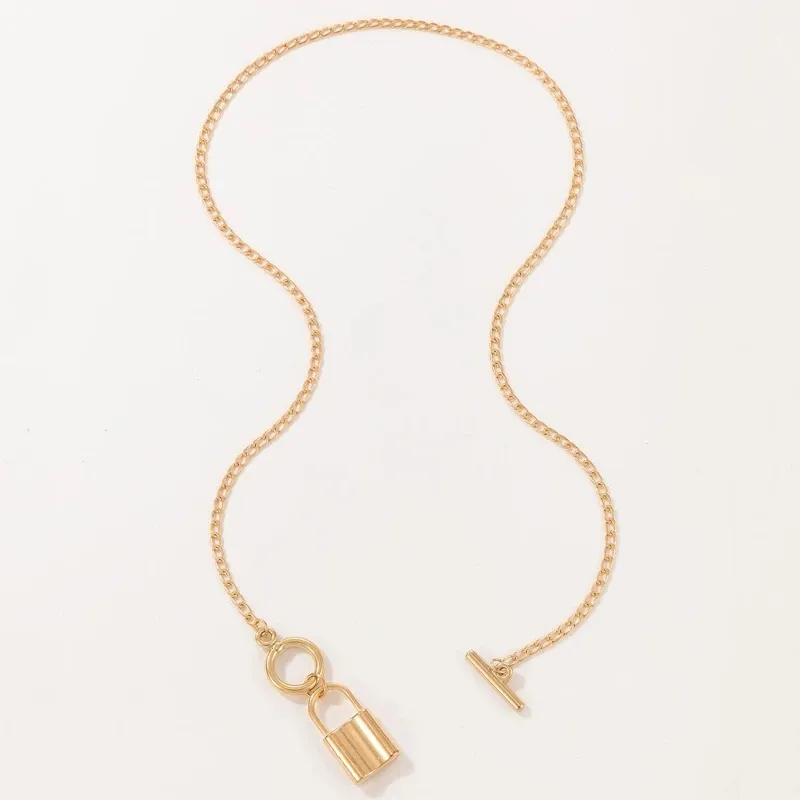 Colliers pendentifs Collier de verrouillage classique Élégant alliage de couleur or Métal Réglable Bijoux de fête Accessoires Collier_voghion.com