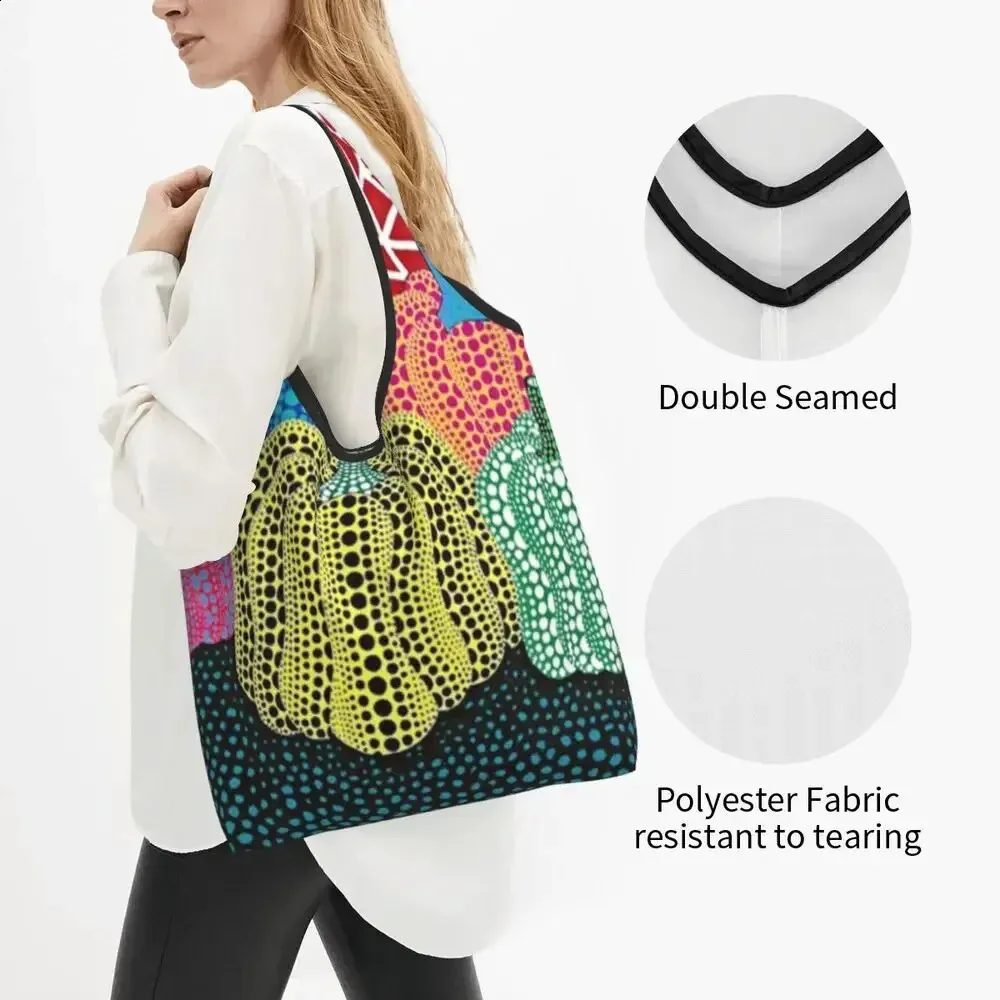 Abstract Yayoi Kusama Style Tote Bag Large Capacity Shopper Bag_voghion.com