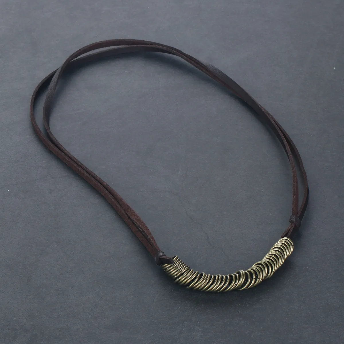 Coliere cu pandantiv, culoare bronz antic, aliaj rotund, inel cercuri, colier din piele, lanț pentru bărbați, bijuterii vintage declarație_voghion.com