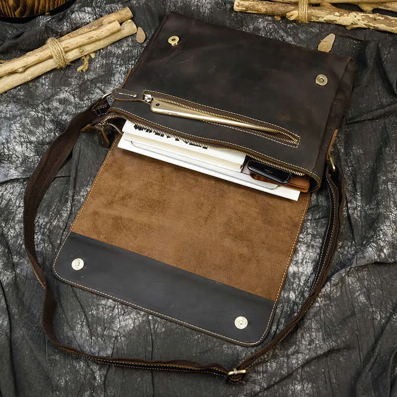 Vintage Crazy Horse Aktentaschen Laptop Büro Für Männer Abdeckung Messenger herren Leder Tasche Computer Taschen_voghion.com