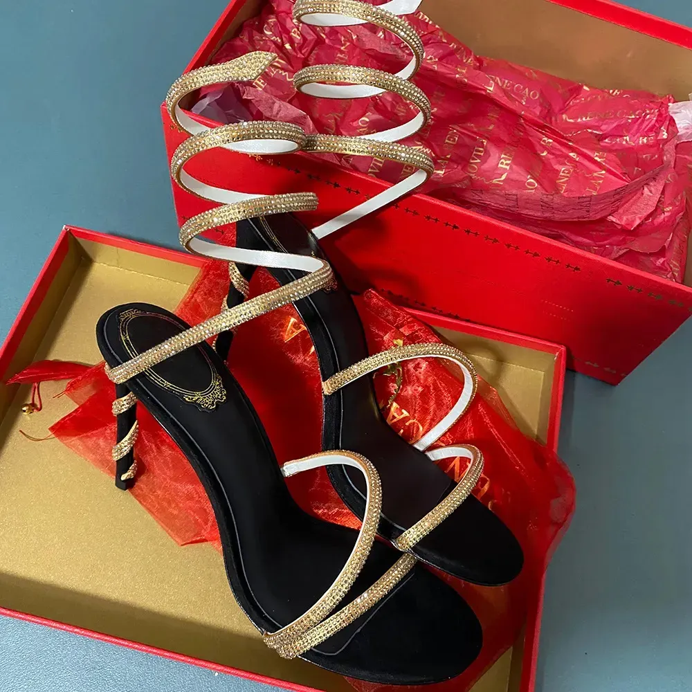 Designer heels Margot embellished suede designer sandals Snake Strass stiletto Heels women's high heeled Designers Ankle_voghion.com