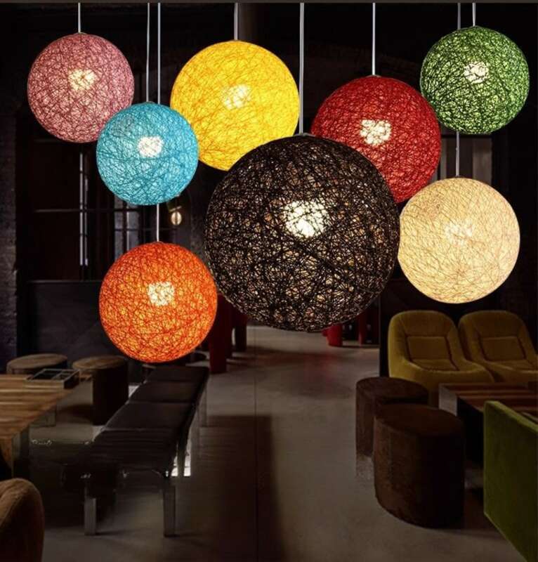 【 5671 People's Collection 】 Lampshade, Rattan Ball Fabric Shell, DIY Accessories, LED Light Bulb,_voghion.com