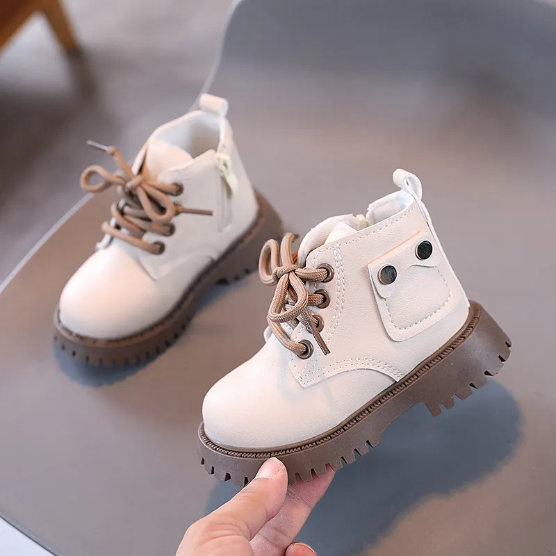 Bambini PU Pelle Moda Inverno Bambini Ragazzi Ragazze Antiscivolo Bambini Piccoli Stivali da Neve Corti Littlesprouts Taglie 21 - 30_voghion.com