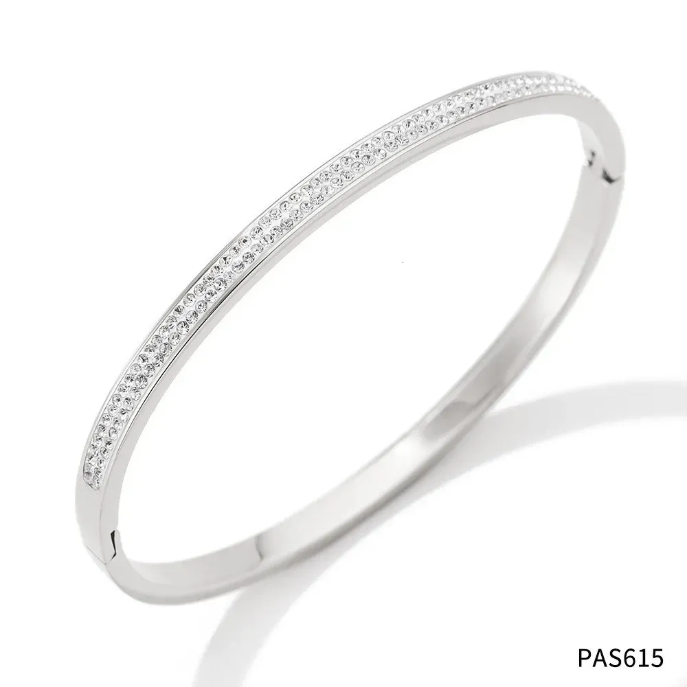 Bangle Bracelet Waterproof White Cubic Zirconia Gold Plated_voghion.com