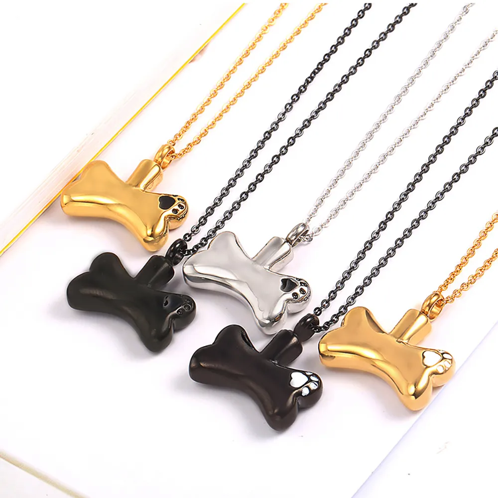 Catene in acciaio inossidabile con ciondolo a forma di osso per cani, per animali domestici, collana con urna funeraria apribile, regalo per lui con catena_voghion.com